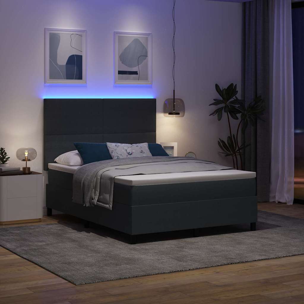 Lit à ressort LED Gris foncé et blanc 160 x 200 cm - XIOS