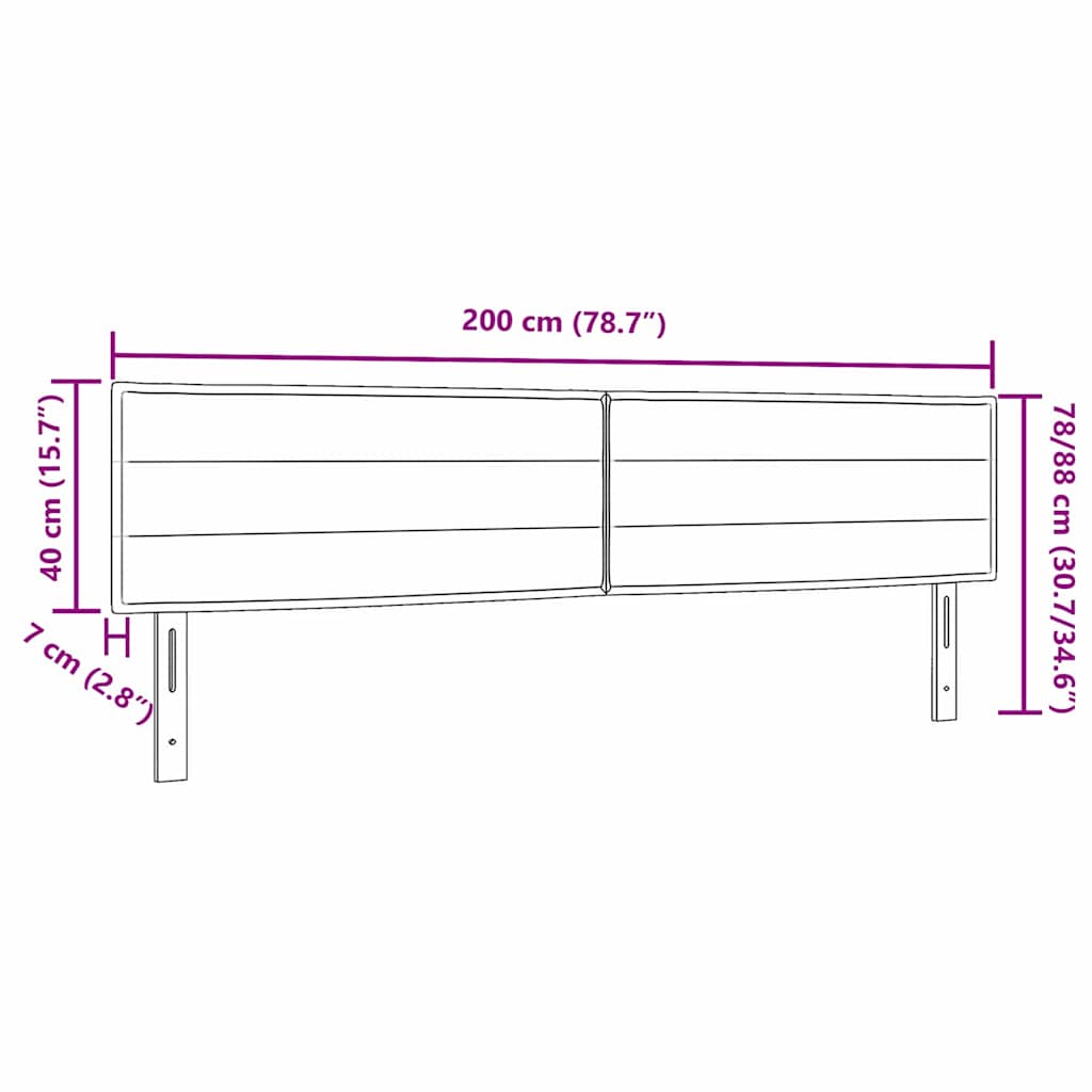 Tête de lit LED avec tête de lit Gris foncé 200 cm Polyester - XIOS