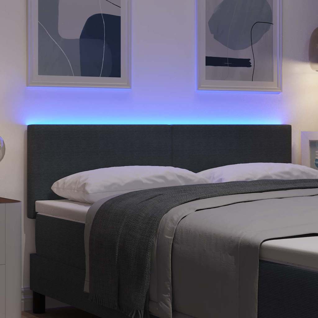 Tête de lit LED Gris foncé 144 cm Tissu en velours côtelé - XIOS
