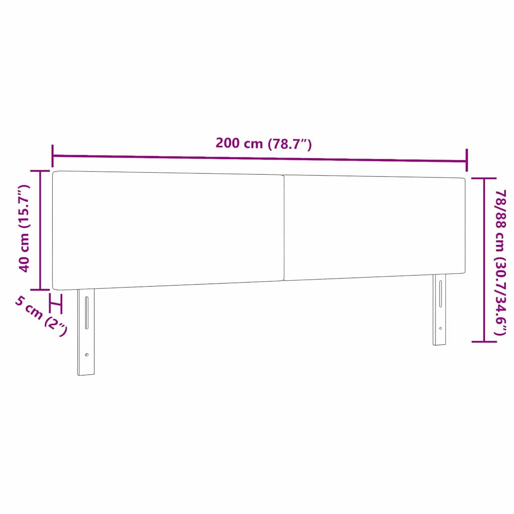 Tête de lit LED avec tête de lit Gris foncé 200 cm Polyester - XIOS