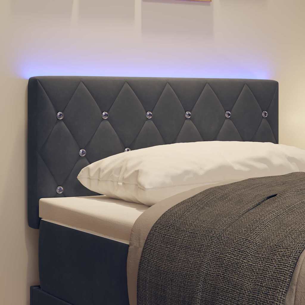 Tête de lit LED avec bandes LED Gris foncé 80 cm Velours - XIOS