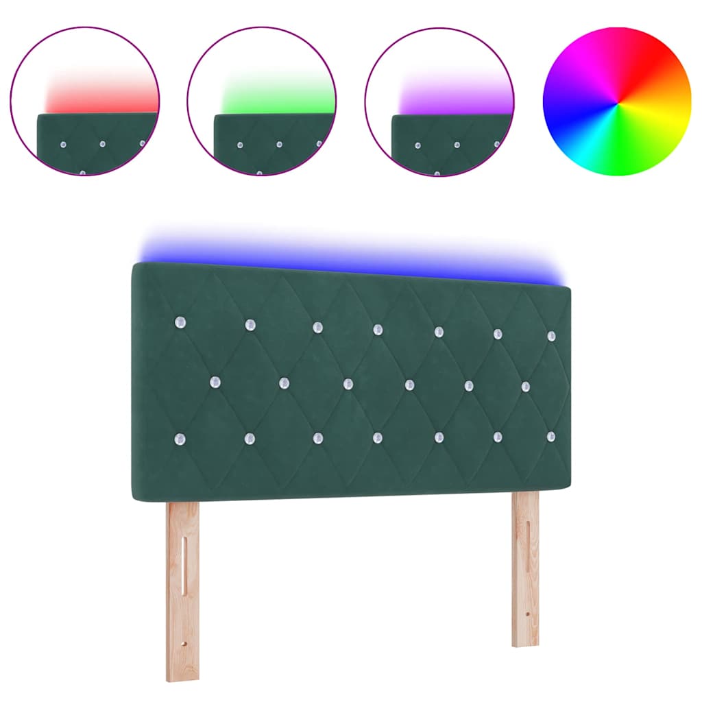 Tête de Lit LED Argyle Vert foncé 90 cm Velours - XIOS