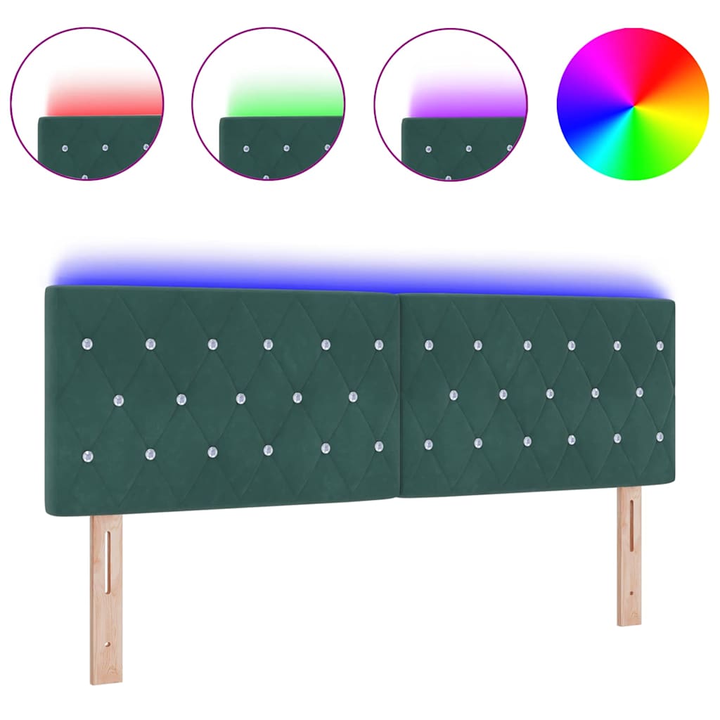Tête de Lit LED Argyle Vert foncé 144 cm Velours - XIOS