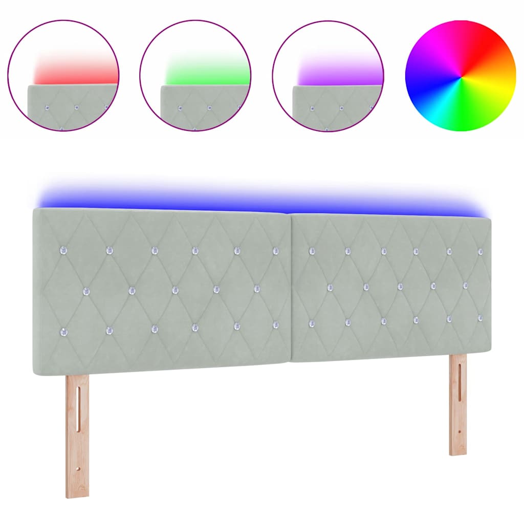 Tête de Lit LED Argyle Gris clair 80 cm Velours - XIOS