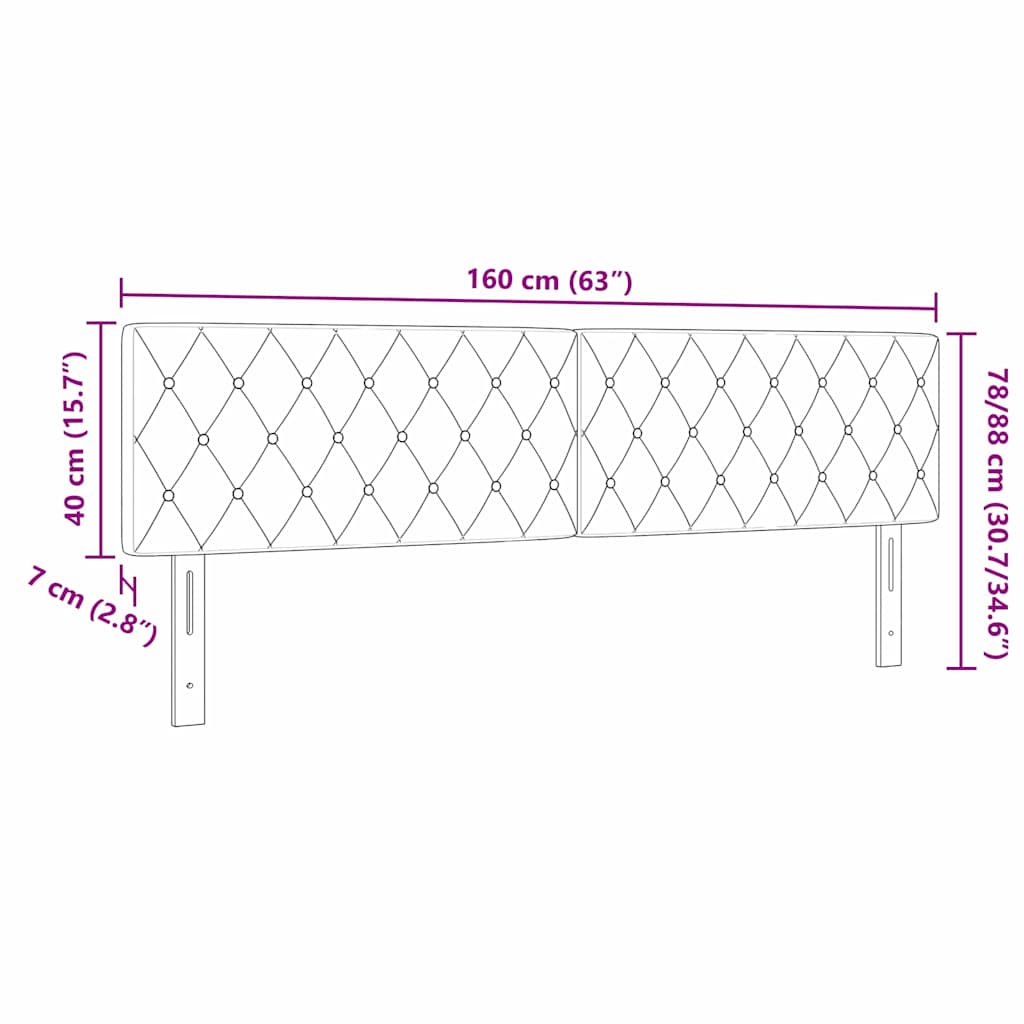 Tête de Lit LED Argyle Gris foncé 80 cm Velours - XIOS
