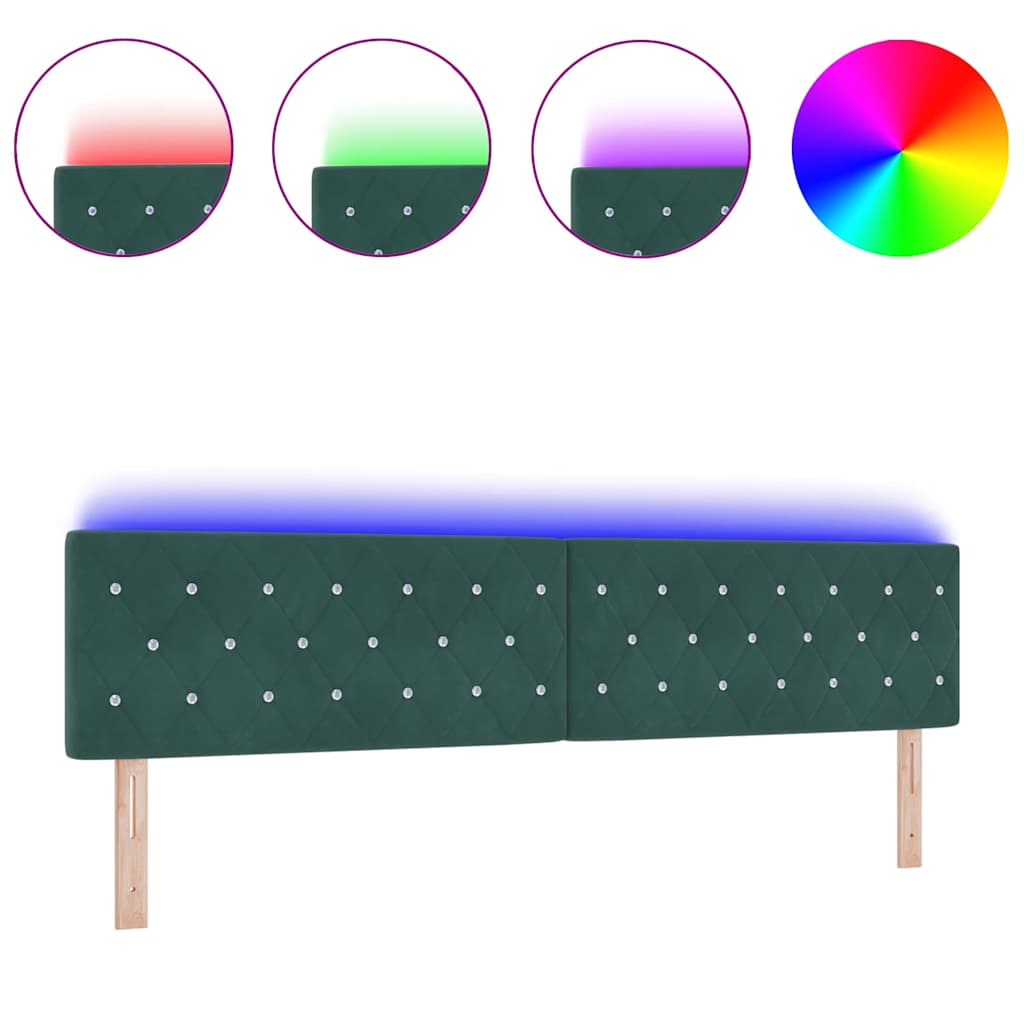 Tête de Lit LED Argyle Vert foncé 100 cm Velours - XIOS