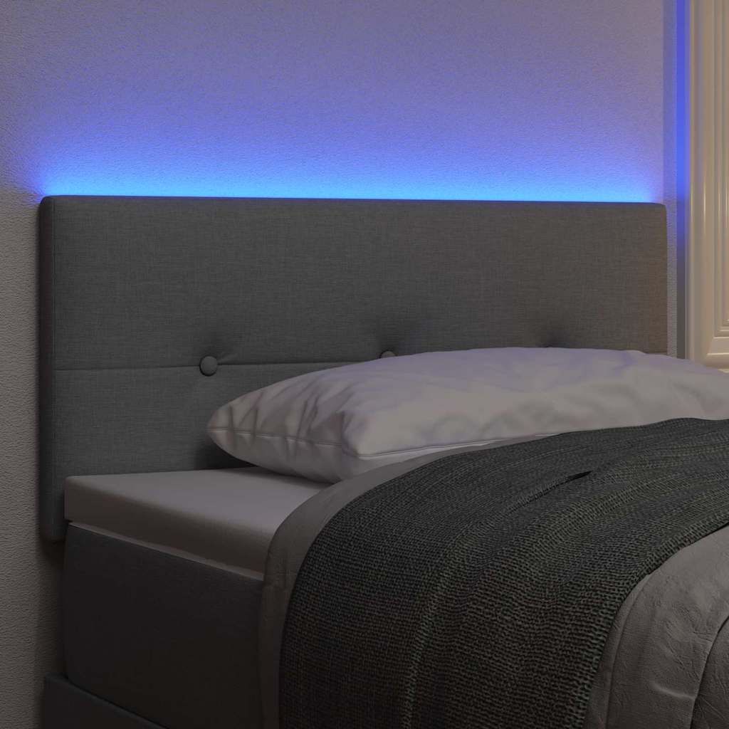 Tête de Lit LED avec des lumières à LED Gris clair 90 cm tissu - XIOS