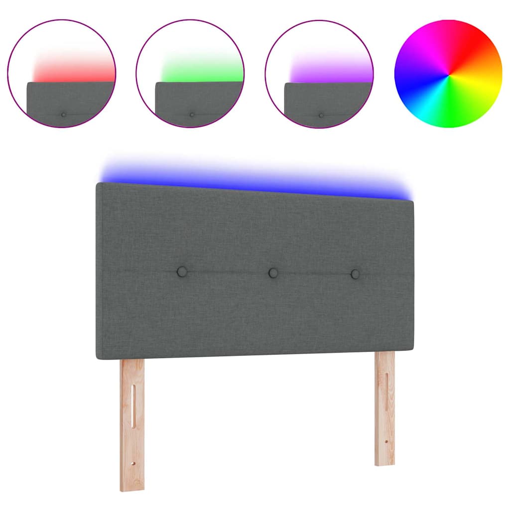 Tête de Lit LED avec des lumières à LED Gris foncé 90 cm tissu - XIOS