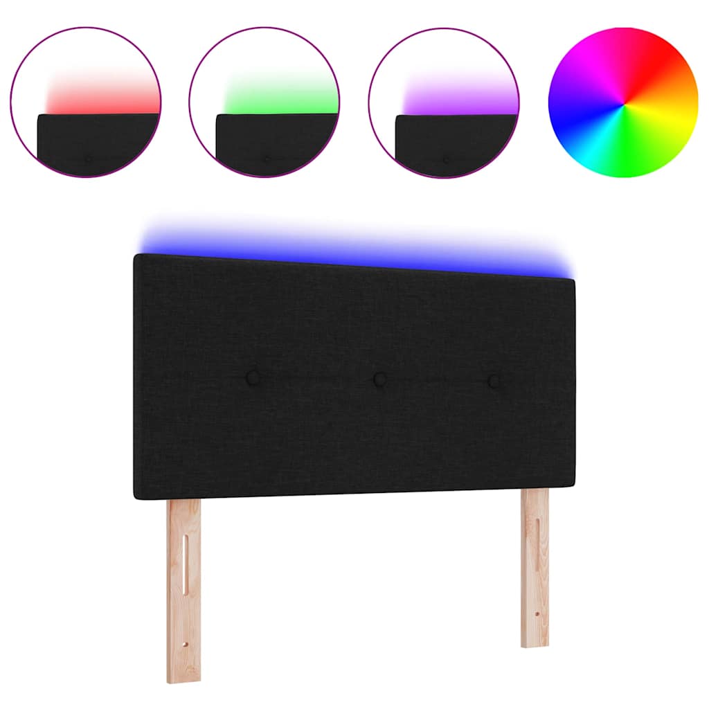 Tête de Lit LED avec des lumières à LED Noir 90 cm tissu - XIOS