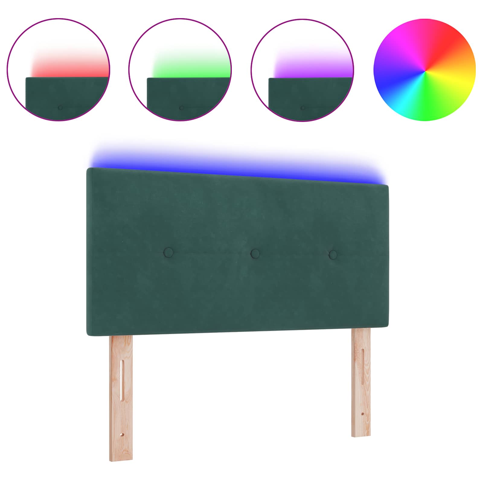 Tête de lit LED avec des lumières à LED Vert 90 cm Polyester - XIOS