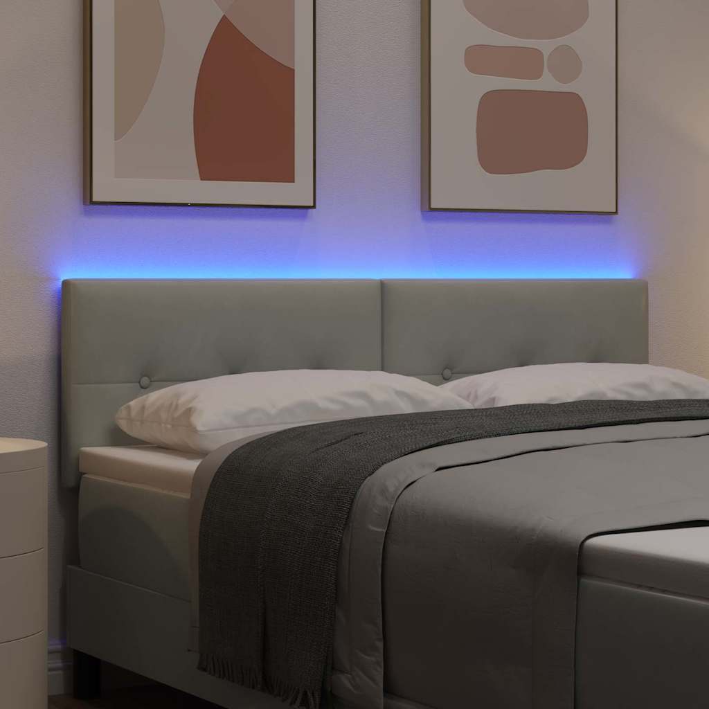 Tête de lit LED avec tête de lit Gris clair 160 cm Polyester - XIOS