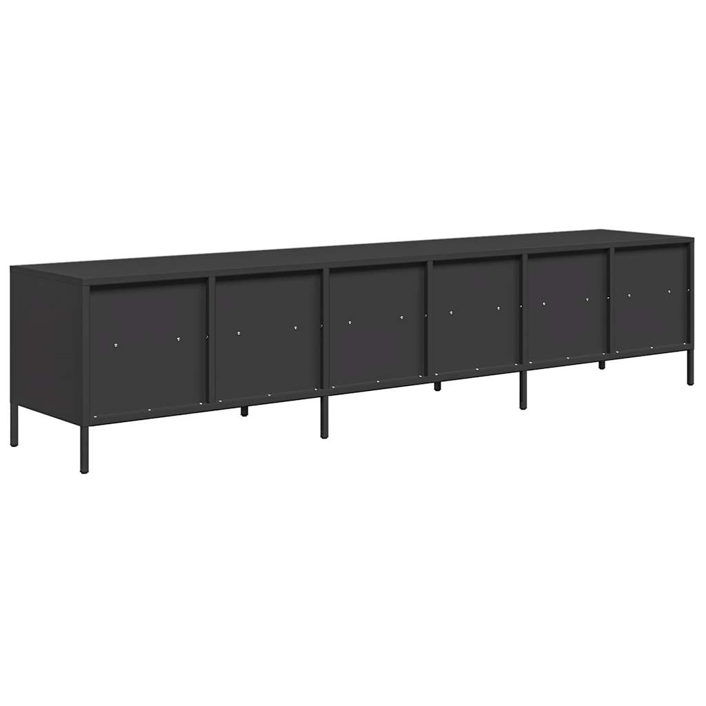Meuble TV noir 202x39x43,5 cm acier laminé à froid - XIOS