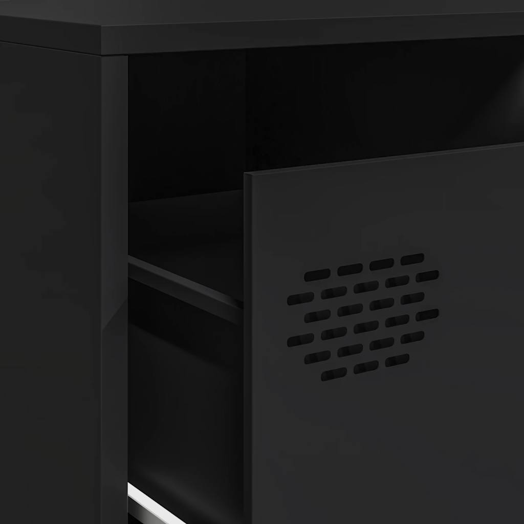 Meuble TV noir 202x39x43,5 cm acier laminé à froid - XIOS