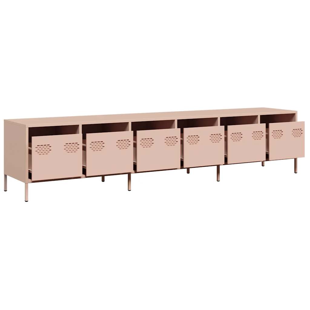 Meuble TV rose 202x39x43,5 cm acier laminé à froid - XIOS