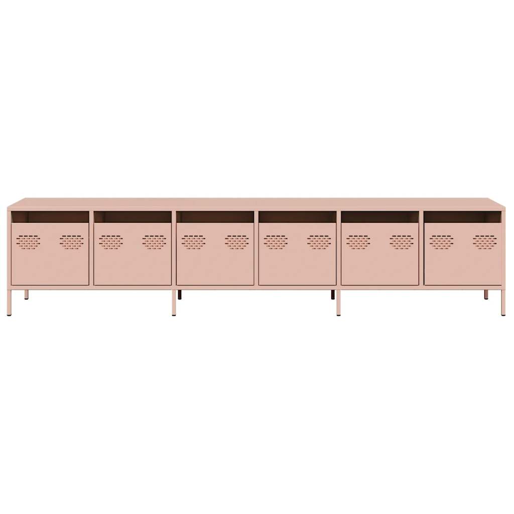 Meuble TV rose 202x39x43,5 cm acier laminé à froid - XIOS