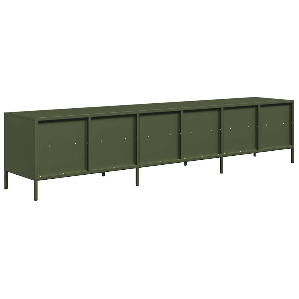 Meuble TV vert olive 202x39x43,5 cm acier laminé à froid - XIOS
