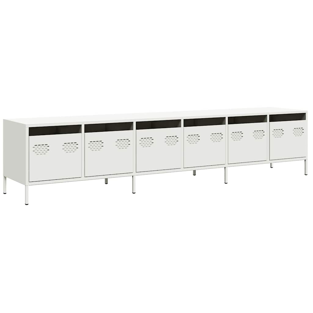 Meuble TV blanc 202x39x43,5 cm acier laminé à froid - XIOS