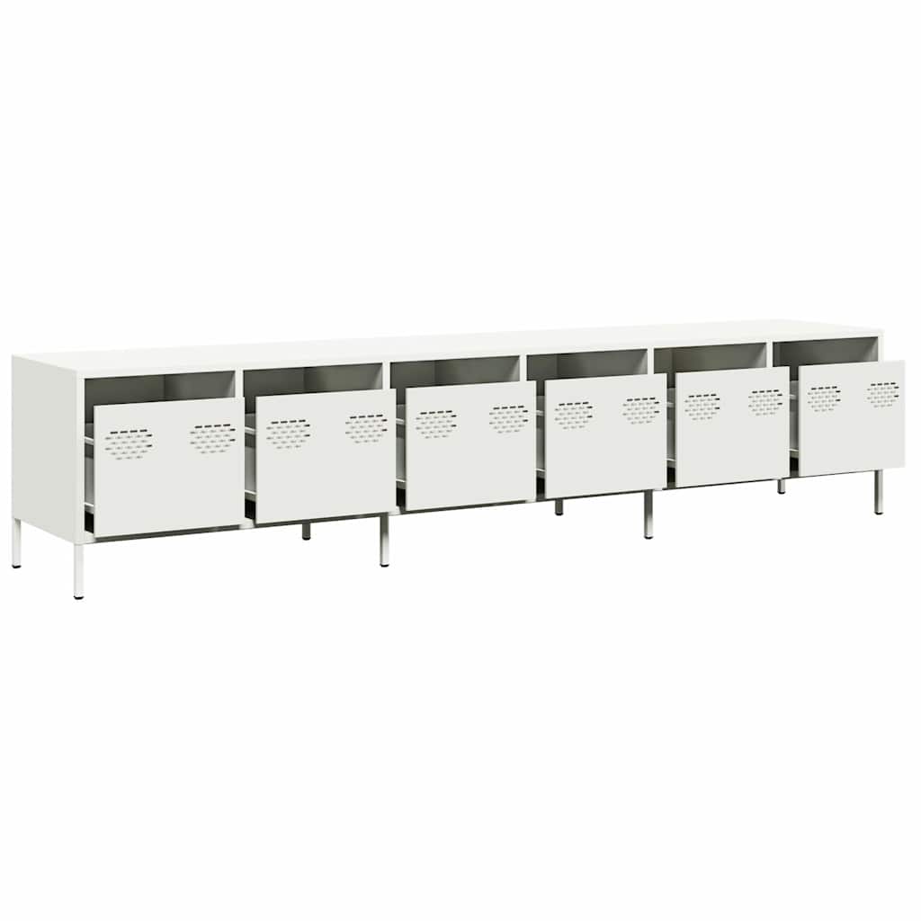 Meuble TV blanc 202x39x43,5 cm acier laminé à froid - XIOS