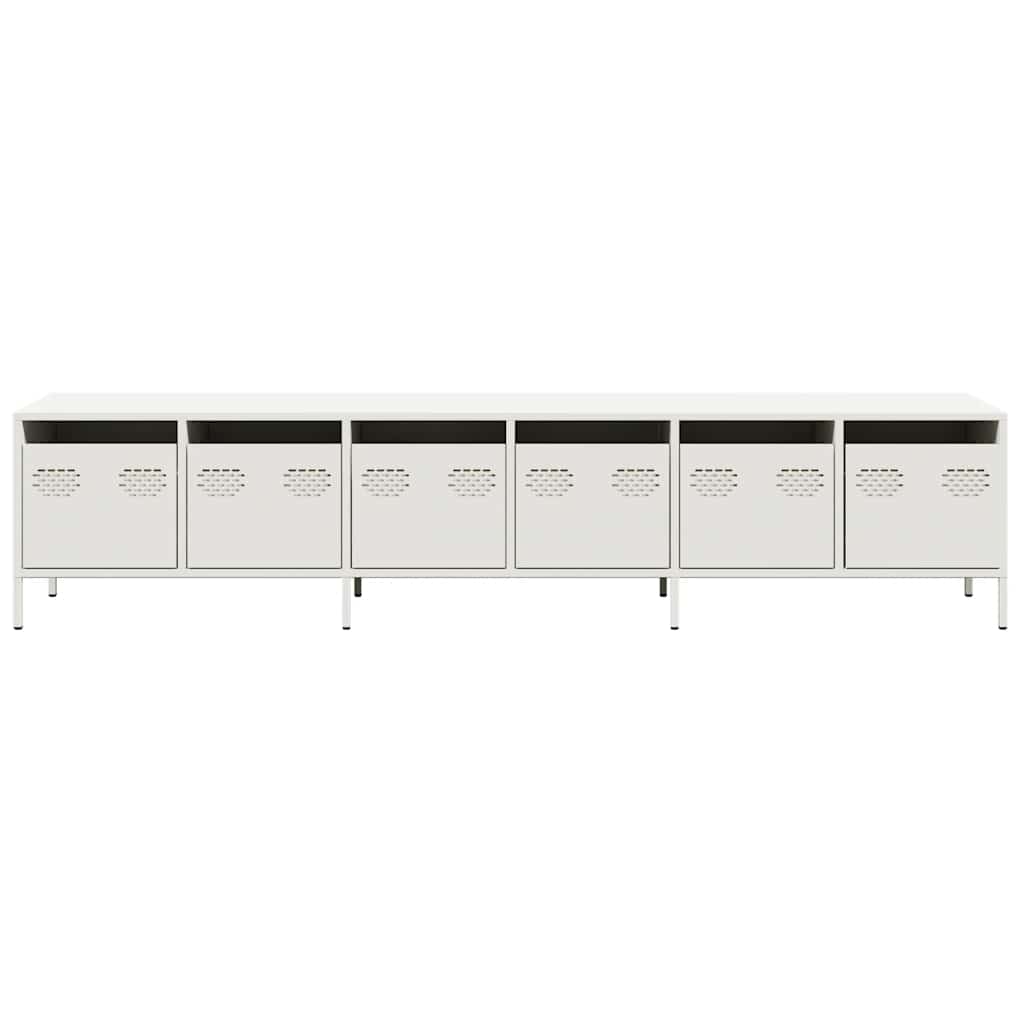 Meuble TV blanc 202x39x43,5 cm acier laminé à froid - XIOS