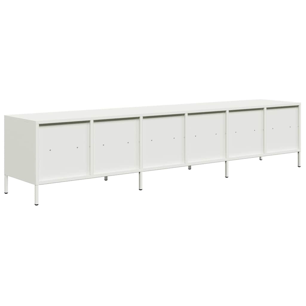 Meuble TV blanc 202x39x43,5 cm acier laminé à froid - XIOS