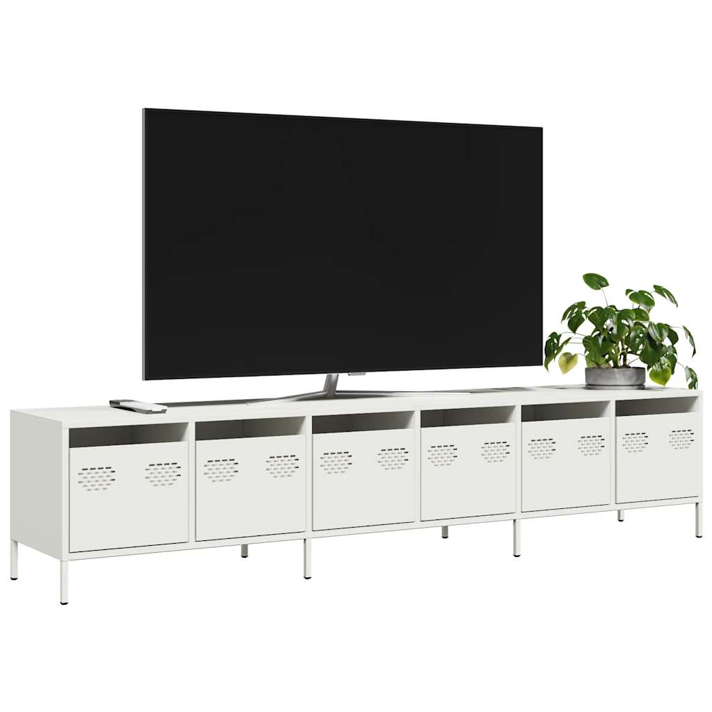 Meuble TV blanc 202x39x43,5 cm acier laminé à froid - XIOS