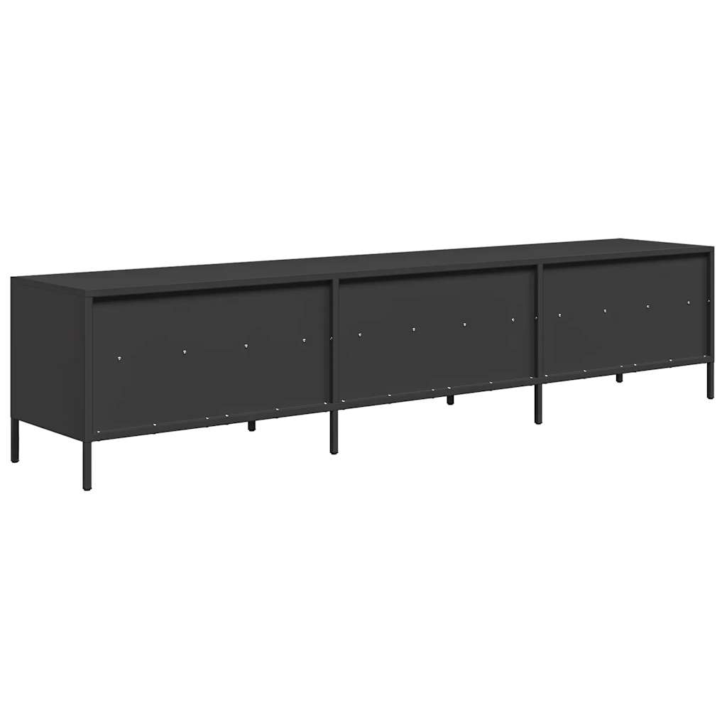 Meuble TV noir 202x39x43,5 cm acier laminé à froid - XIOS