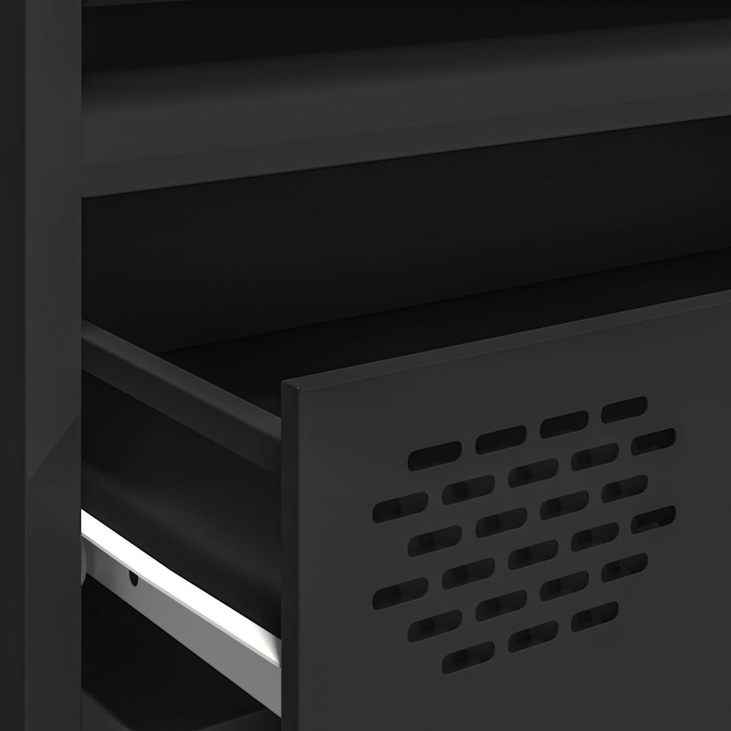 Meuble TV noir 202x39x43,5 cm acier laminé à froid - XIOS