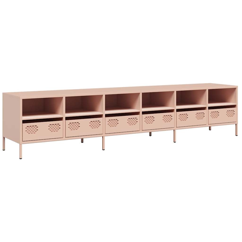 Meuble TV rose 202x39x43,5 cm acier laminé à froid - XIOS