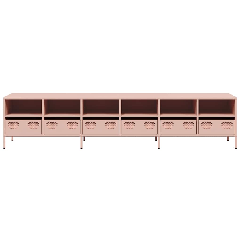 Meuble TV rose 202x39x43,5 cm acier laminé à froid - XIOS