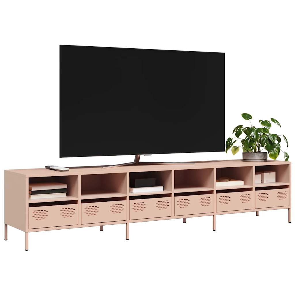 Meuble TV rose 202x39x43,5 cm acier laminé à froid - XIOS