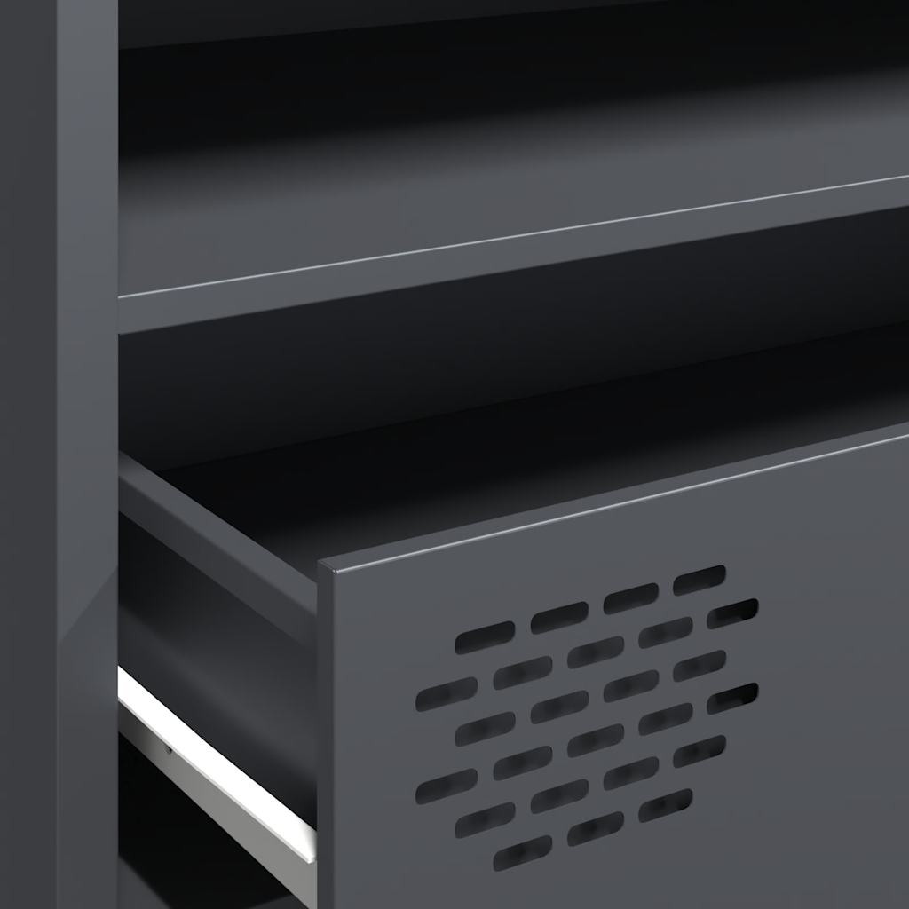 Meuble TV anthracite 202x39x43,5 cm acier laminé à froid - XIOS