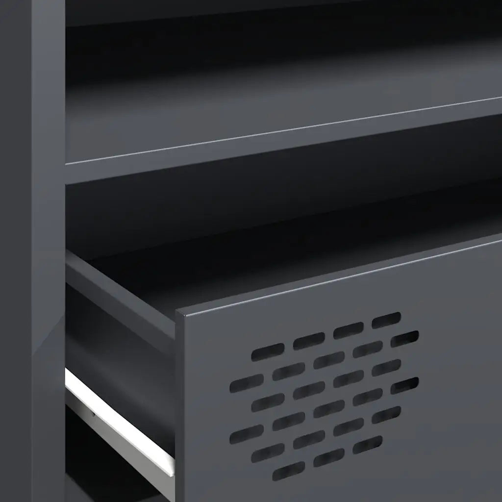 Meuble TV anthracite 202x39x43,5 cm acier laminé à froid - XIOS