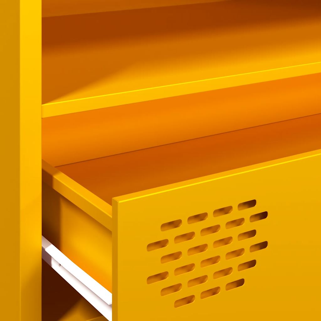 Meuble TV jaune moutarde 202x39x43,5 cm acier laminé à froid - XIOS