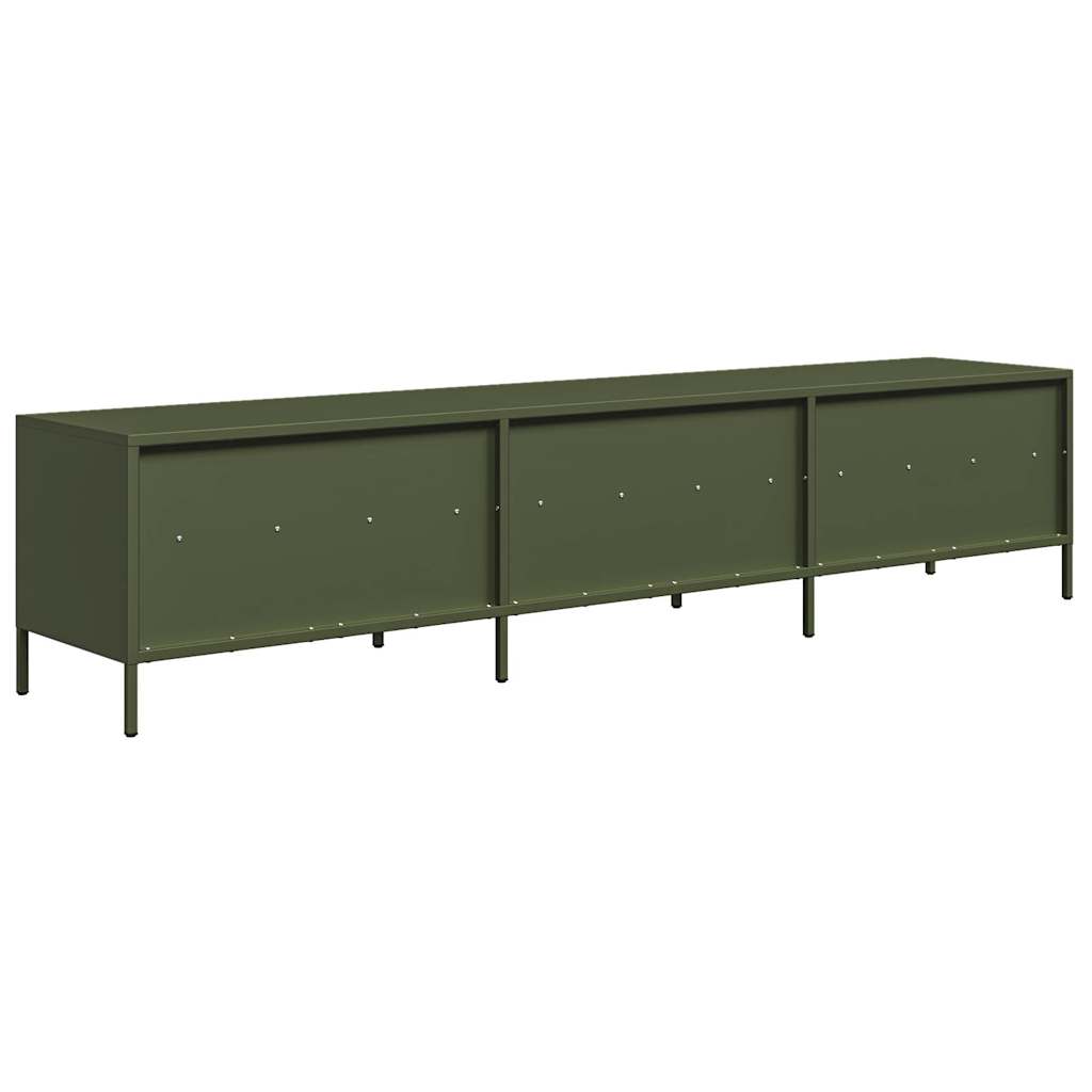 Meuble TV vert olive 202x39x43,5 cm acier laminé à froid - XIOS