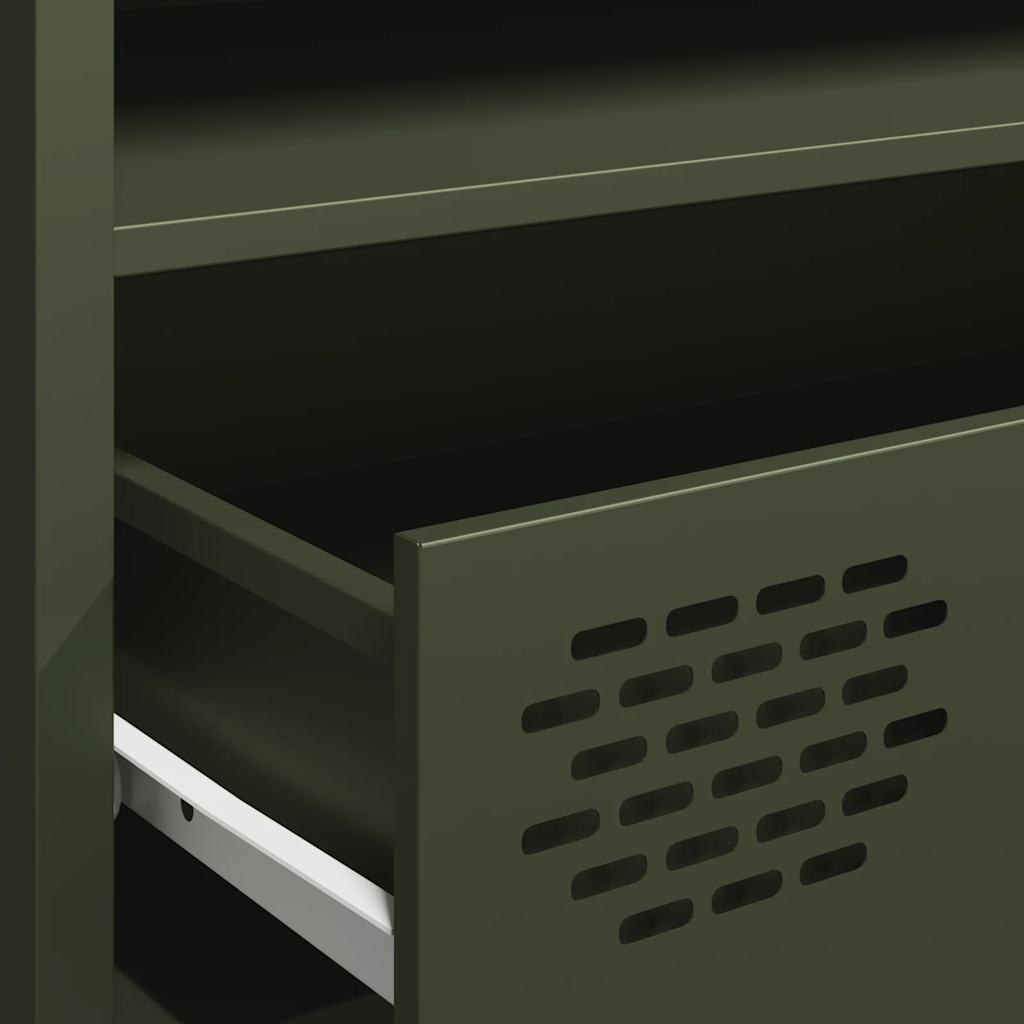 Meuble TV vert olive 202x39x43,5 cm acier laminé à froid - XIOS