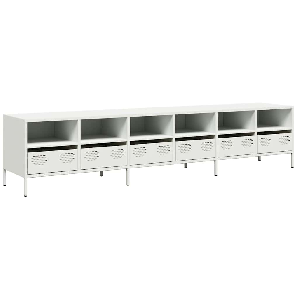 Meuble TV blanc 202x39x43,5 cm acier laminé à froid - XIOS