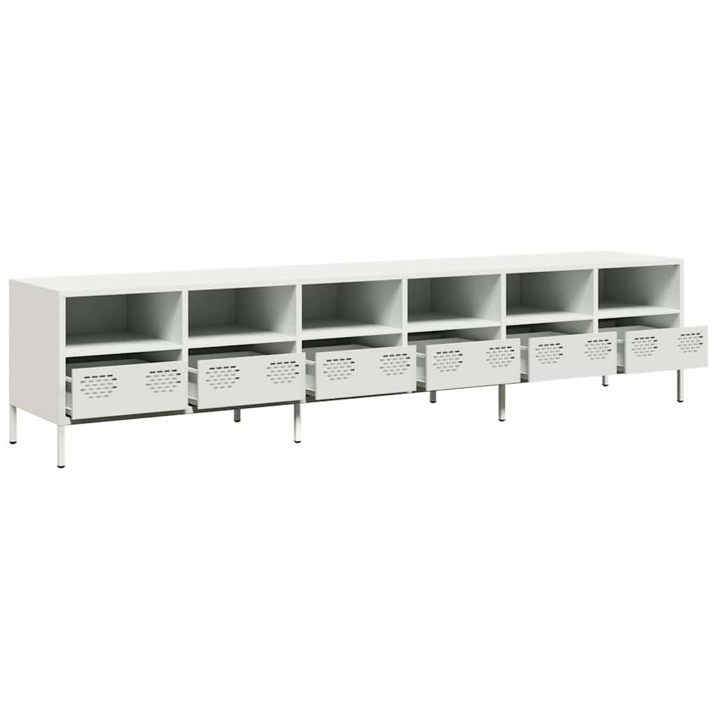 Meuble TV blanc 202x39x43,5 cm acier laminé à froid - XIOS