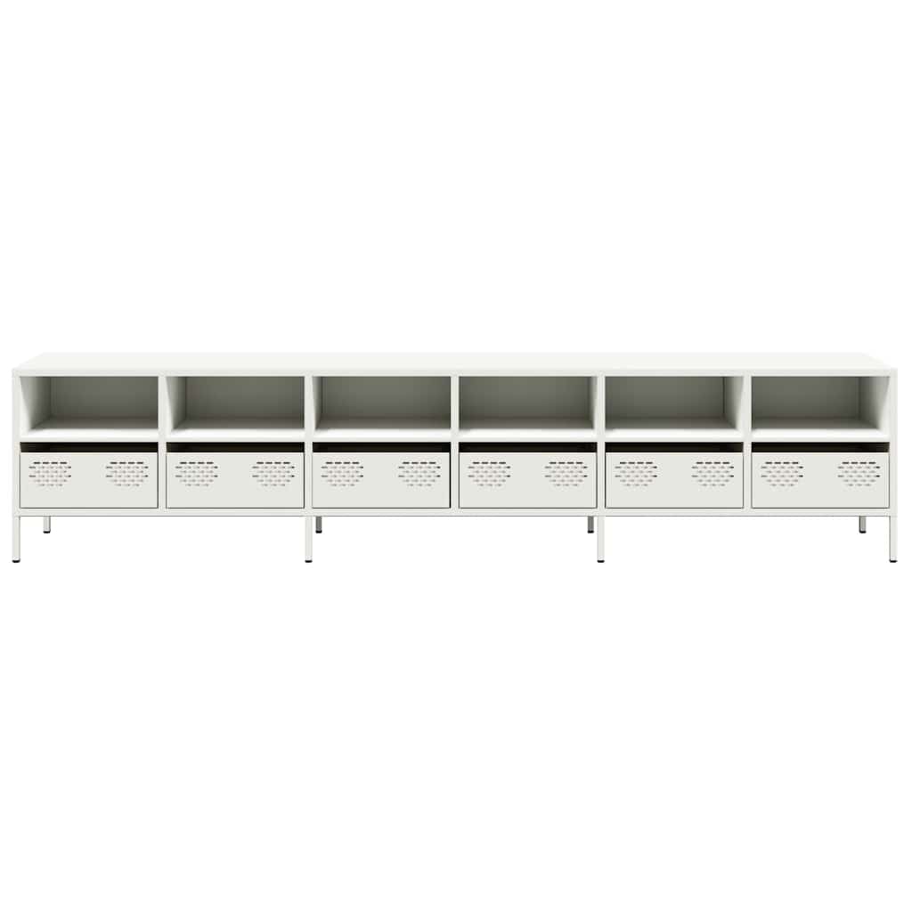 Meuble TV blanc 202x39x43,5 cm acier laminé à froid - XIOS