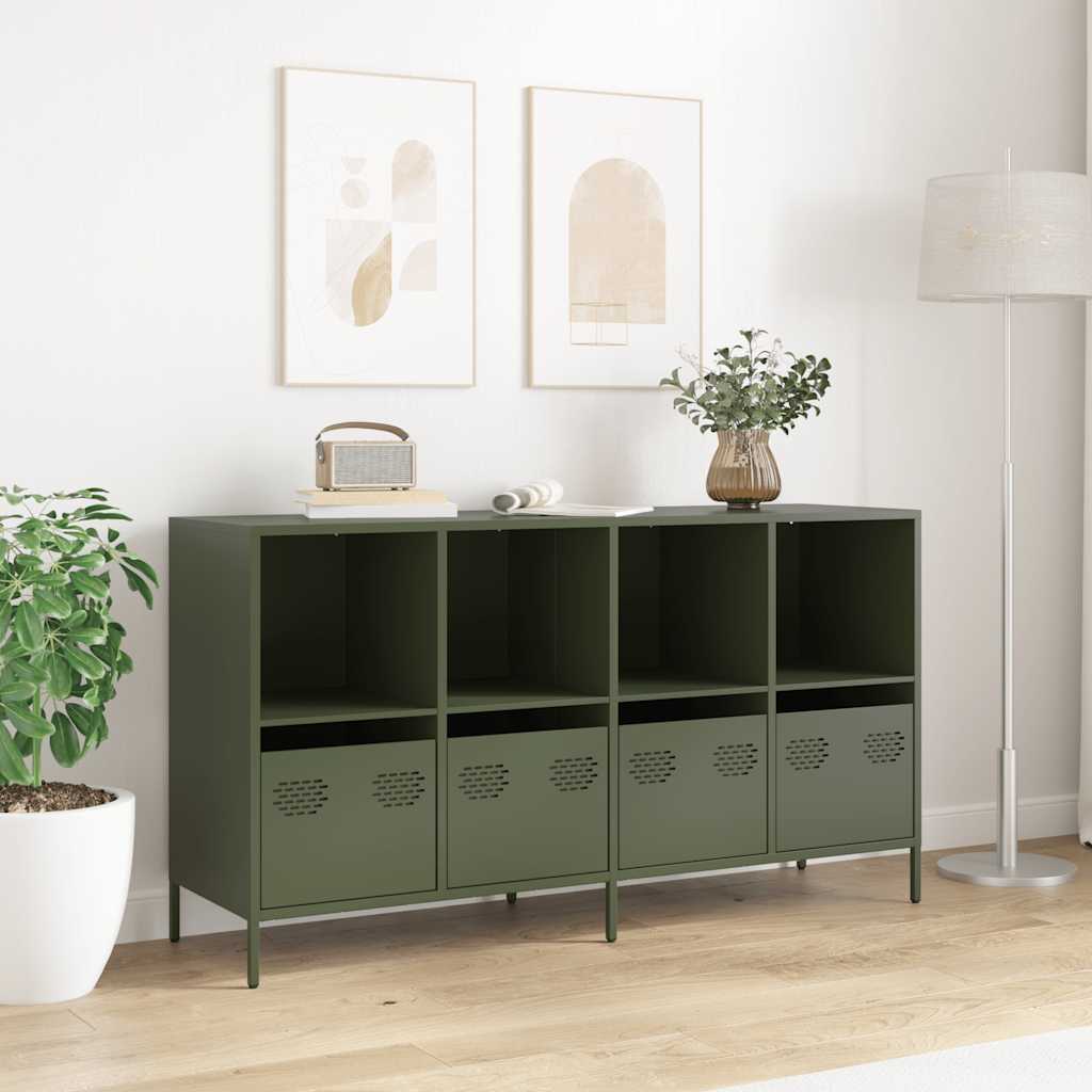 Buffet vert olive 135x39x73,5 cm acier laminé à froid - XIOS