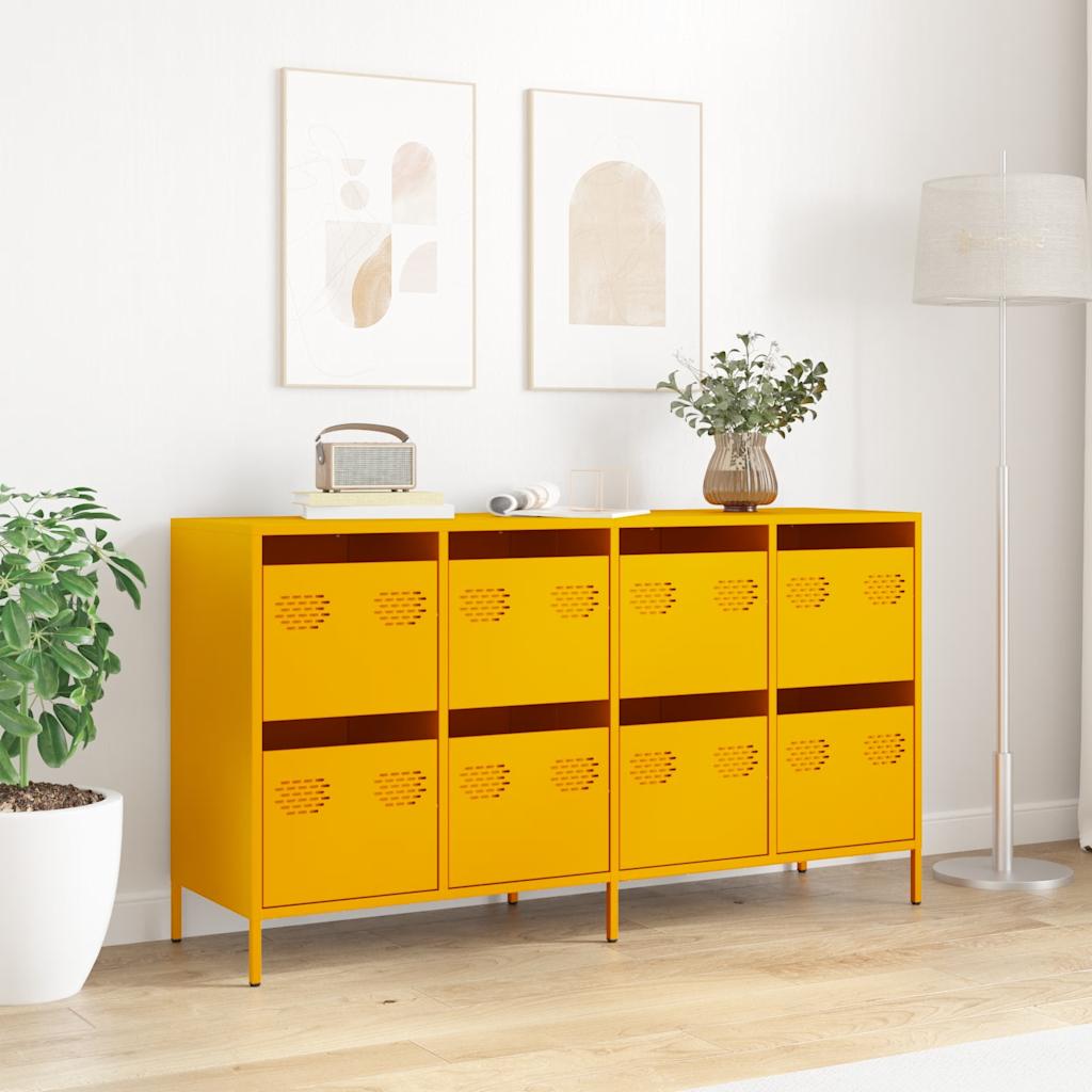 Buffet jaune moutarde 135x39x73,5 cm acier laminé à froid - XIOS