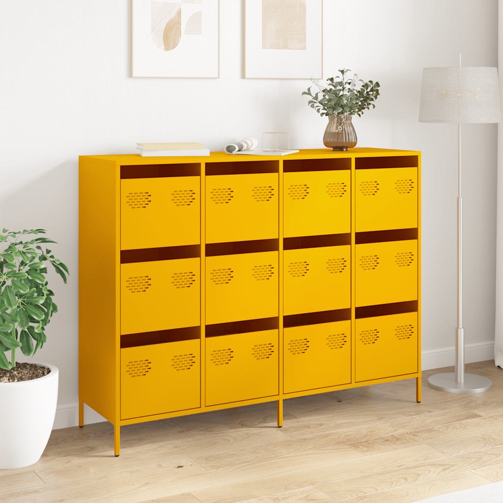 Buffet jaune moutarde 135x39x103,5 cm acier laminé à froid - XIOS