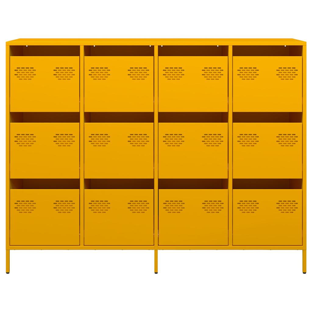 Buffet jaune moutarde 135x39x103,5 cm acier laminé à froid - XIOS