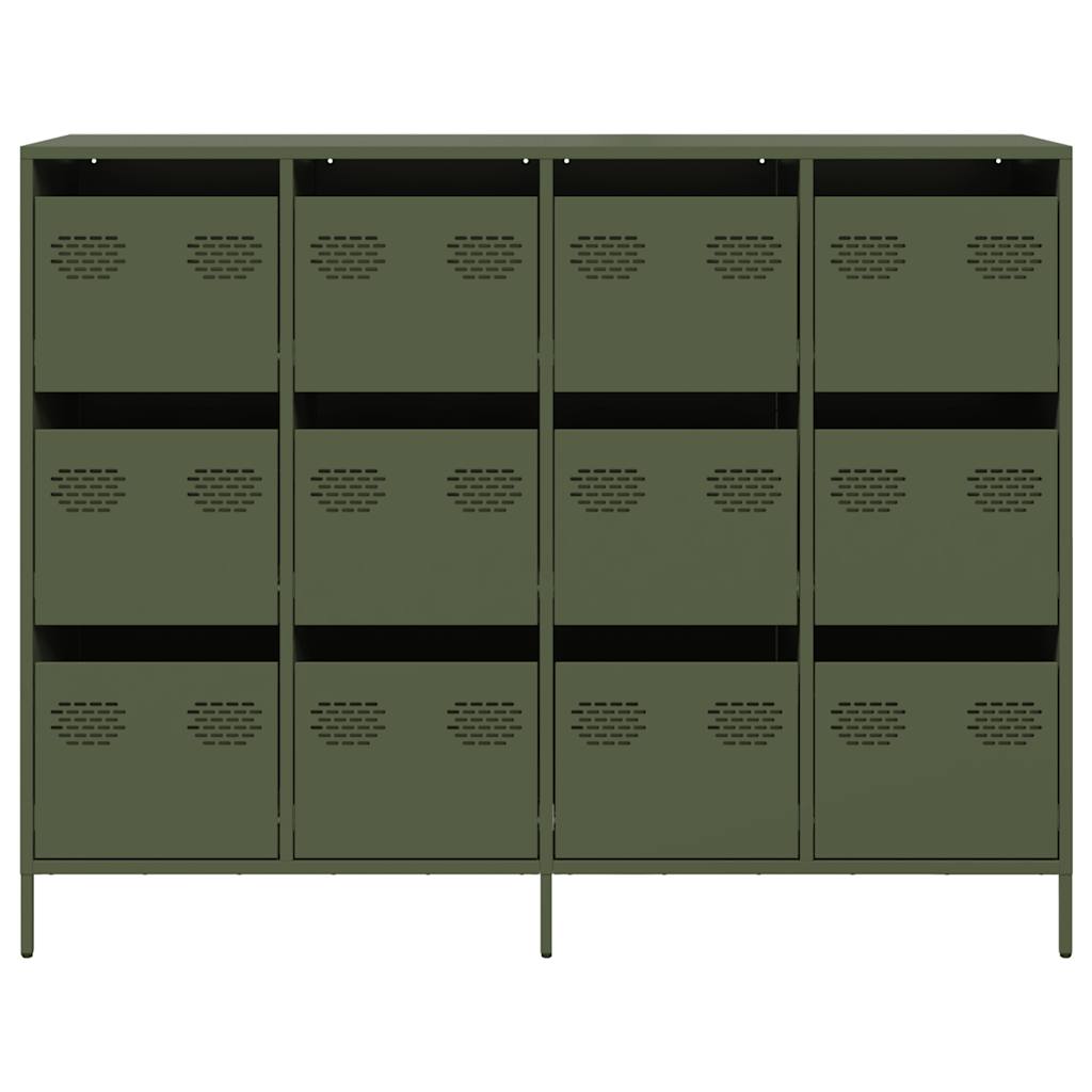 Buffet vert olive 135x39x103,5 cm acier laminé à froid