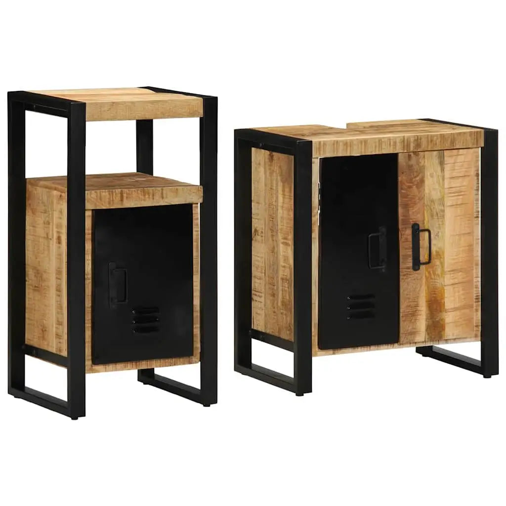 Ensemble de mobilier de salle de bain 2 pc Marron et Noir - XIOS