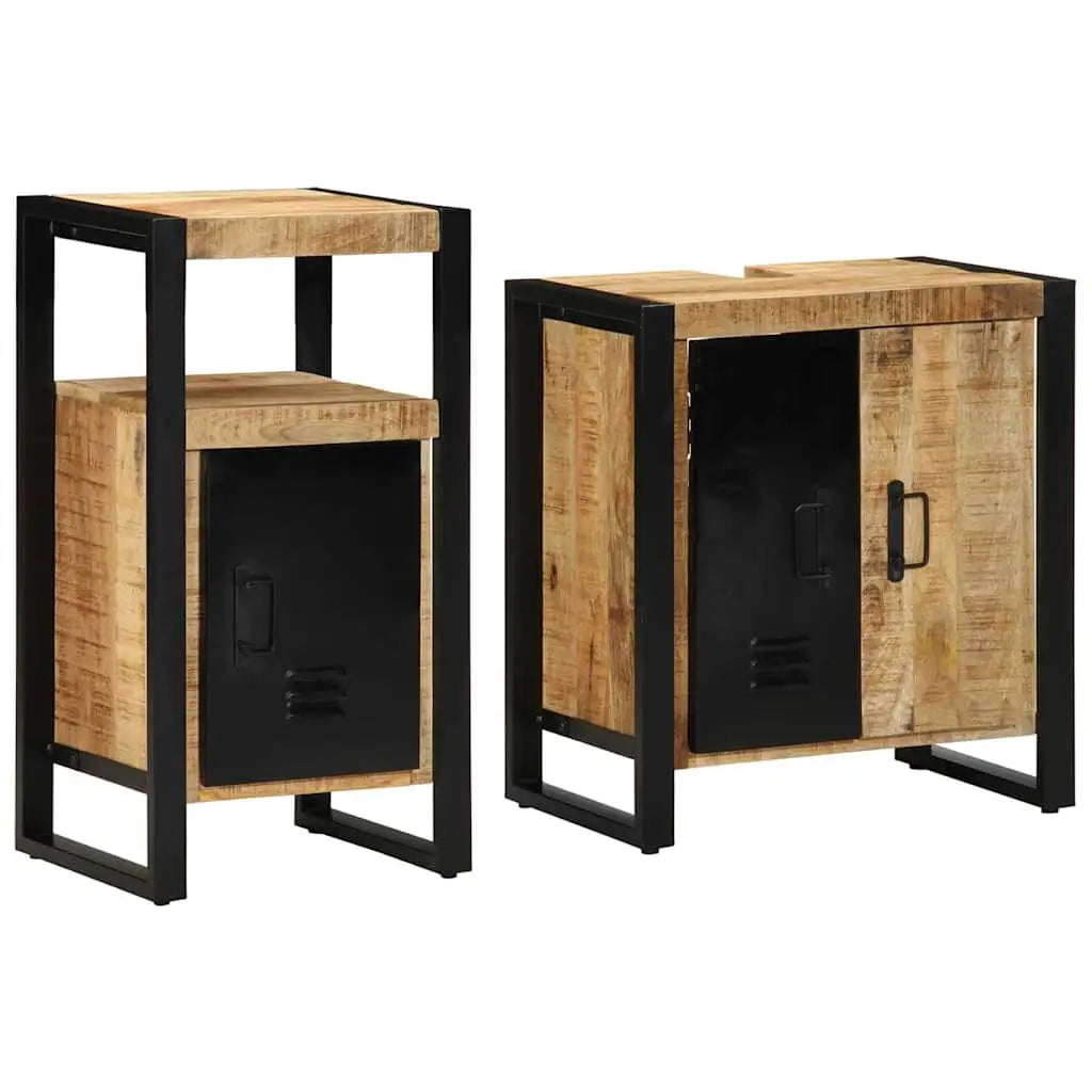 Ensemble de mobilier de salle de bain 2 pc Marron et Noir - XIOS