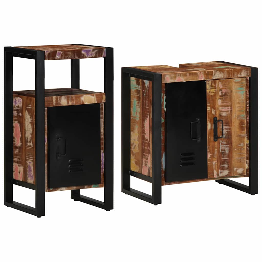 Ensemble de mobilier de salle de bain 2 pc Multicolore et noir