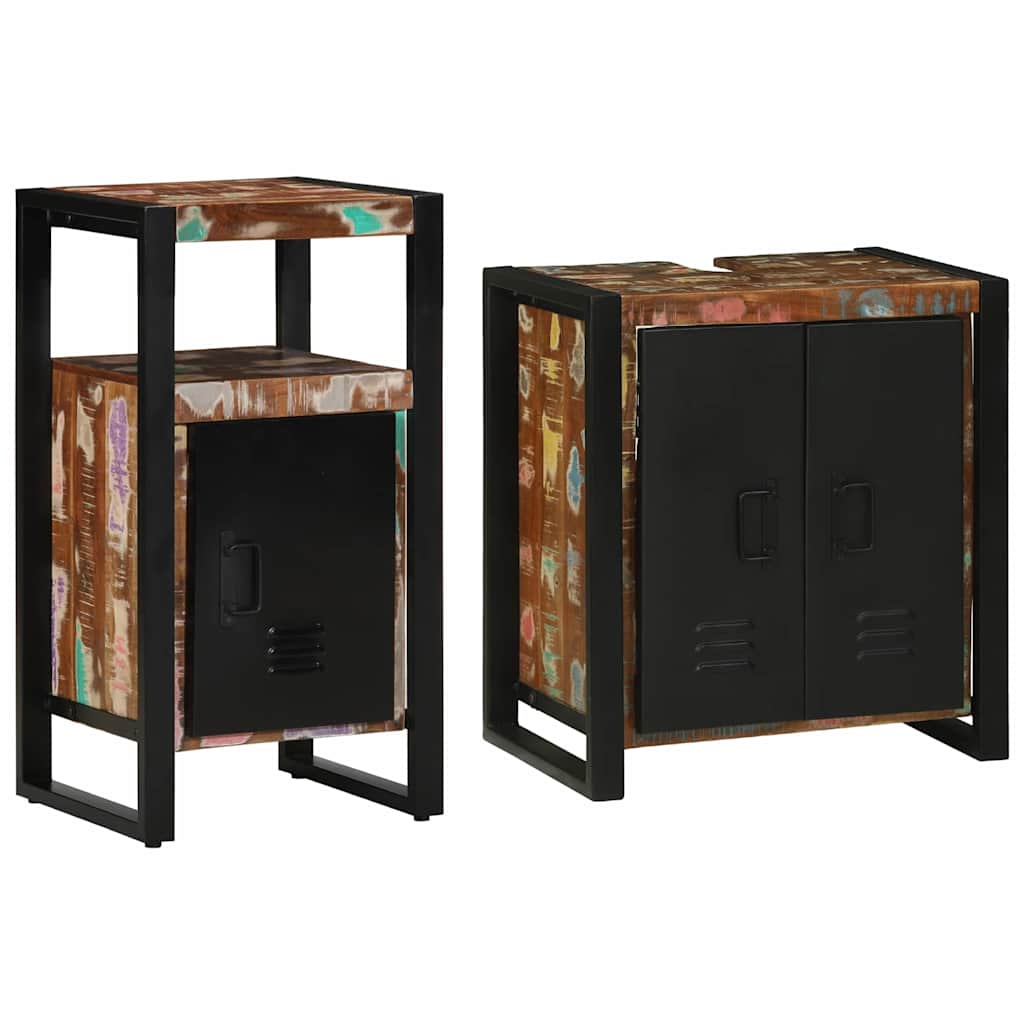 Ensemble de mobilier de salle de bain 2 pc Multicolore et noir