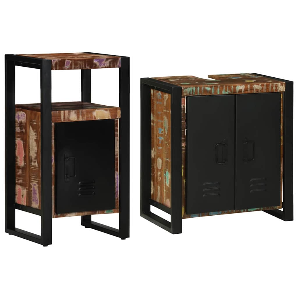 Ensemble de mobilier de salle de bain 2 pc Multicolore et noir