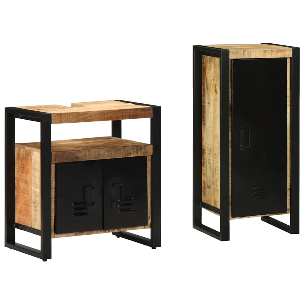 Ensemble de mobilier de salle de bain 2 pièces Marron et Noir