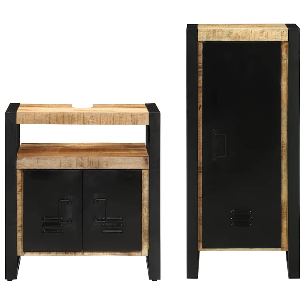 Ensemble de mobilier de salle de bain 2 pièces Marron et Noir